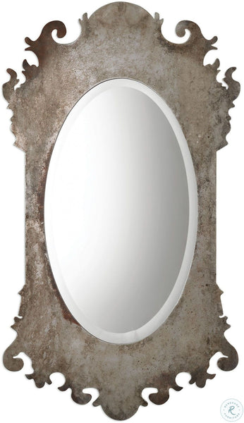 Vitravo Oxidized Silver Oval Mirror