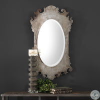 Vitravo Oxidized Silver Oval Mirror