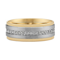 14k Two-Tone Gold Diamond Men?s Band (8mm)