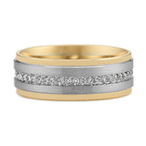 14k Two-Tone Gold Diamond Men?s Band (8mm)
