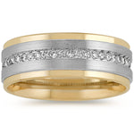 14k Two-Tone Gold Diamond Men?s Band (8mm)