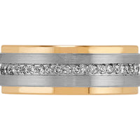 14k Two-Tone Gold Diamond Men?s Band (8mm)