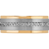 14k Two-Tone Gold Diamond Men?s Band (8mm)