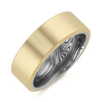 14k Yellow Gold and Damascus Steel Band (8mm)