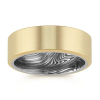 14k Yellow Gold and Damascus Steel Band (8mm)