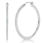 DIAMOND HOOP EARRINGS IN STERLING SILVER