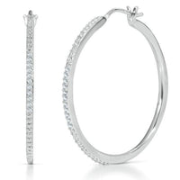 DIAMOND HOOP EARRINGS IN STERLING SILVER