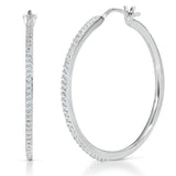 DIAMOND HOOP EARRINGS IN STERLING SILVER