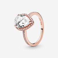 Sparkling Teardrop Halo Ring