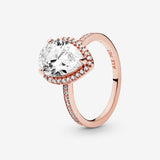 Sparkling Teardrop Halo Ring