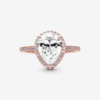 Sparkling Teardrop Halo Ring