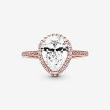 Sparkling Teardrop Halo Ring