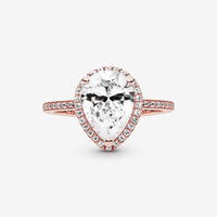 Sparkling Teardrop Halo Ring