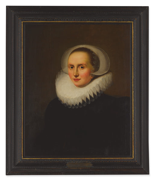 ATTRIBUTED TO LODEWIJK VAN DER HELST | PORTRAIT OF A LADY, HALF LENGTH, FACING LEFT, IN A WHITE RUFF