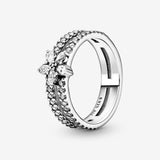 Sparkling Snowflake Double Ring