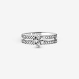 Sparkling Snowflake Double Ring