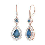 LONDON BLUE TOPAZ & 1/3 CT. TW. DIAMOND EARRINGS IN 10K ROSE GOLD