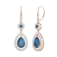 LONDON BLUE TOPAZ & 1/3 CT. TW. DIAMOND EARRINGS IN 10K ROSE GOLD