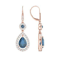 LONDON BLUE TOPAZ & 1/3 CT. TW. DIAMOND EARRINGS IN 10K ROSE GOLD