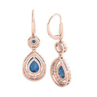 LONDON BLUE TOPAZ & 1/3 CT. TW. DIAMOND EARRINGS IN 10K ROSE GOLD