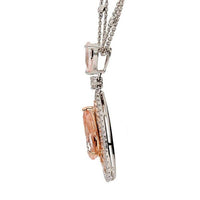 MORGANITE & 1/2 CT. TW. DIAMOND DROP NECKLACE IN 14K WHITE & ROSE GOLD