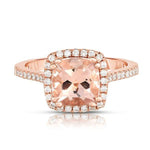 MORGANITE & 1/4 CT. TW. DIAMOND RING IN 14K ROSE GOLD