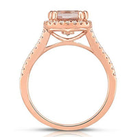 MORGANITE & 1/4 CT. TW. DIAMOND RING IN 14K ROSE GOLD