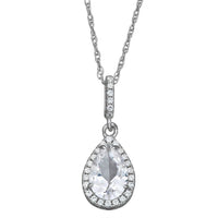 LAB-CREATED WHITE SAPPHIRE EARRING, PENDANT & RING GIFT SET IN STERLING SILVER