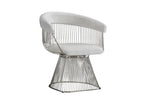 White + Silver Metal Accent Chair