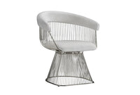 White + Silver Metal Accent Chair