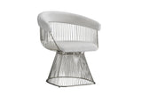 White + Silver Metal Accent Chair