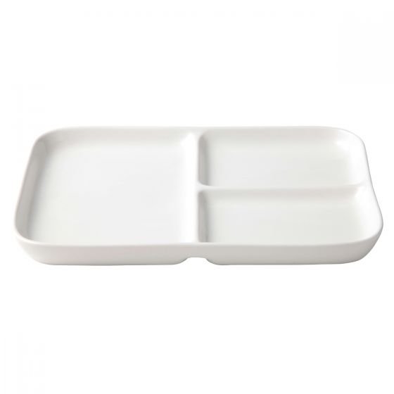BEIGE PORCELAIN SQUARE PLATE WITH PARTITION L
