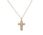 NWT 0.25ctw Diamond Cross Pendant Necklace 14k Rose Gold