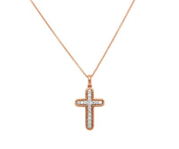 NWT 0.25ctw Diamond Cross Pendant Necklace 14k Rose Gold