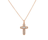 NWT 0.25ctw Diamond Cross Pendant Necklace 14k Rose Gold