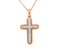 NWT 0.25ctw Diamond Cross Pendant Necklace 14k Rose Gold