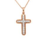 NWT 0.25ctw Diamond Cross Pendant Necklace 14k Rose Gold