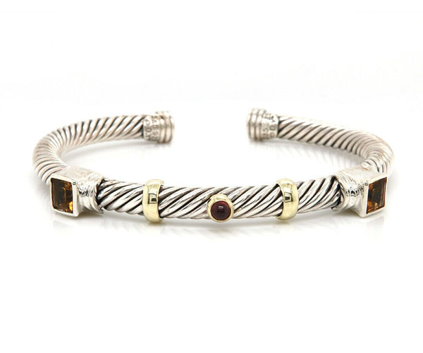 David Yurman Renaissance, Citrine and Tourmaline Cuff Bracelet, 925 and 14kt