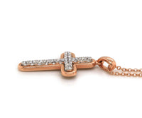 NWT 0.25ctw Diamond Cross Pendant Necklace 14k Rose Gold