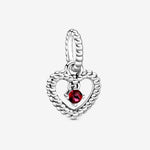 July Passionate Red Heart Hanging Charm with Man-Made Red Crystal
