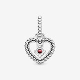 July Passionate Red Heart Hanging Charm with Man-Made Red Crystal