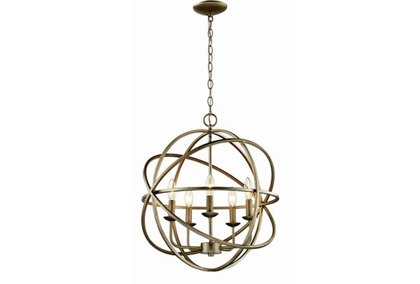 Chandelier-Rosilyn Antique Silver 5-Light