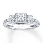Three-Stone Engagement Ring 3/8 ct tw Diamonds 14K White Gold