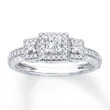 Three-Stone Engagement Ring 3/8 ct tw Diamonds 14K White Gold