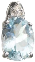 9ct white gold aquamarine and diamond pendant - Ernest Jones