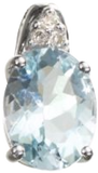 9ct white gold aquamarine and diamond pendant - Ernest Jones