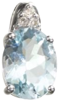 9ct white gold aquamarine and diamond pendant - Ernest Jones