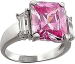 925 Sterling Silver 5CT AAA CZ Emerald Cut Engagement Ring Baguette