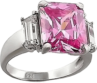 925 Sterling Silver 5CT AAA CZ Emerald Cut Engagement Ring Baguette