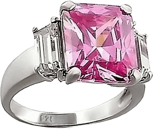 925 Sterling Silver 5CT AAA CZ Emerald Cut Engagement Ring Baguette
